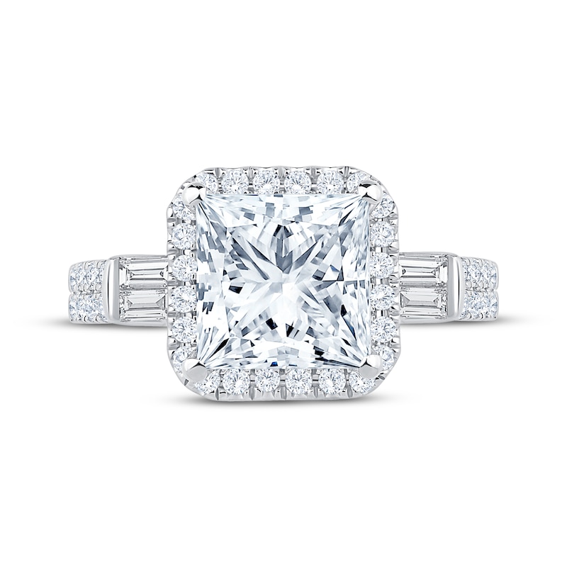 Main Image 3 of Now + Forever Lab-Grown Diamonds Princess-Cut Halo Engagement Ring 3-7/8 ct tw 14K White Gold