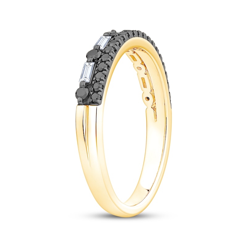Main Image 2 of Now + Forever Black & White Diamond Two-Row Anniversary Ring 3/8 ct tw 10K Yellow Gold