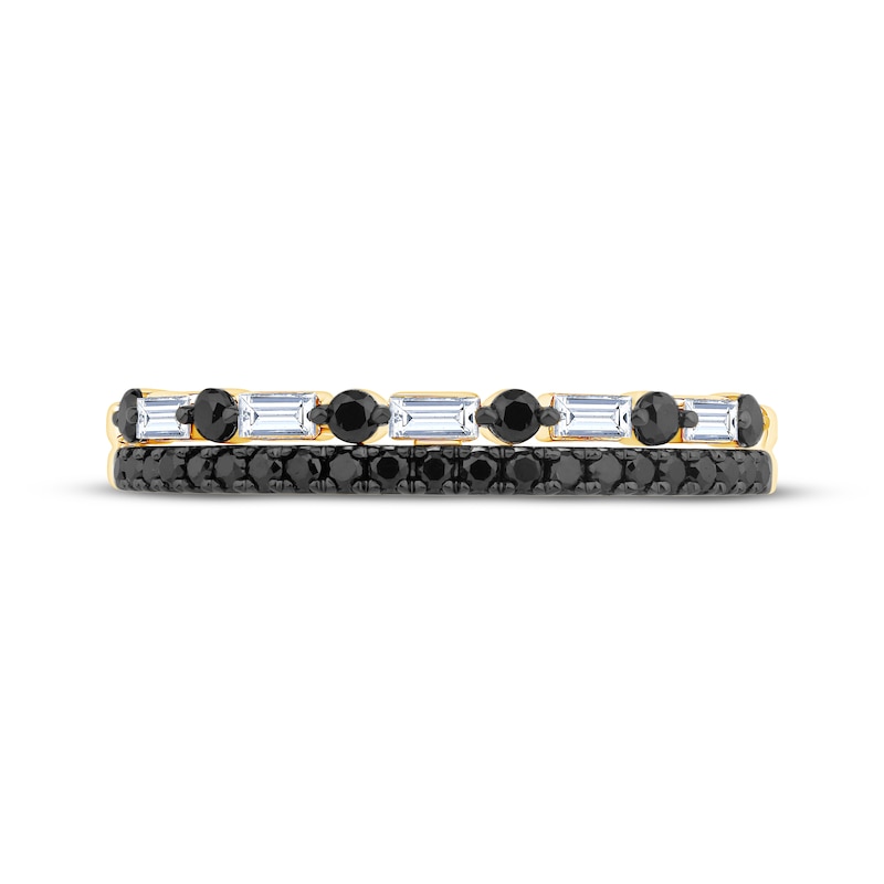 Main Image 3 of Now + Forever Black & White Diamond Two-Row Anniversary Ring 3/8 ct tw 10K Yellow Gold