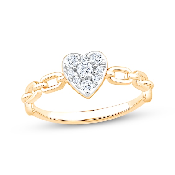 KAY Lab-Grown Diamonds Multi-Stone Heart Chain Link Promise Ring 1/5 ct tw 10K Yellow Gold