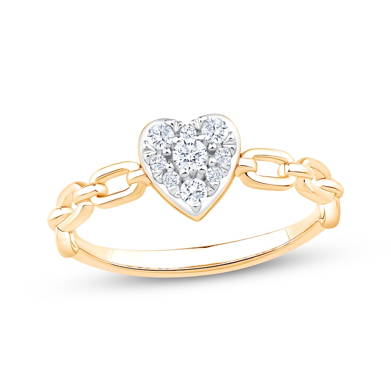 Main Image 1 of KAY Lab-Grown Diamonds Multi-Stone Heart Chain Link Promise Ring 1/5 ct tw 10K Yellow Gold