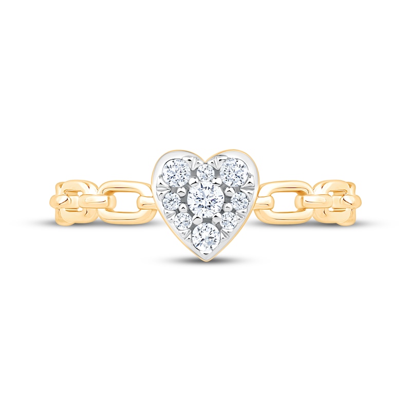 Main Image 3 of KAY Lab-Grown Diamonds Multi-Stone Heart Chain Link Promise Ring 1/5 ct tw 10K Yellow Gold