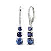 Thumbnail Image 1 of Blue & White Lab-Created Sapphire Three-Stone Drop Earrings Sterling Silver