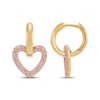 Thumbnail Image 3 of STUDIO BY KAY Pink Lab-Created Sapphire Heart Hoop Earrings 24K Yellow Gold Vermeil Sterling Silver