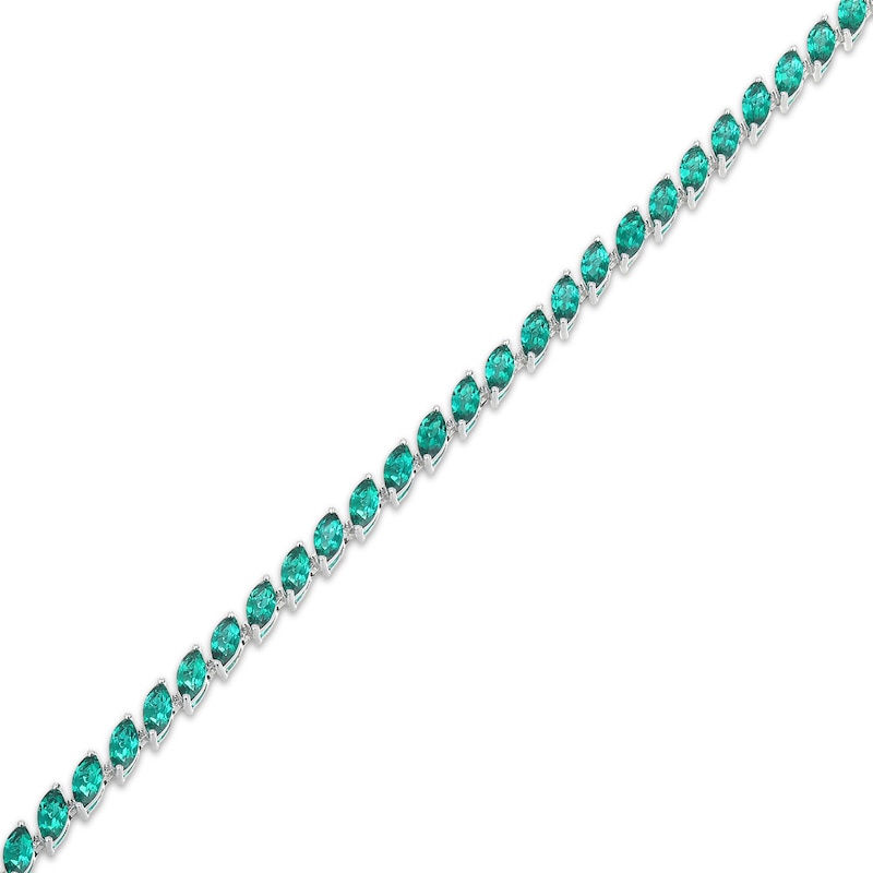 Main Image 2 of STUDIO BY KAY Marquise-Cut Lab-Created Emerald Tilted Line Bracelet Sterling Silver 7.25"