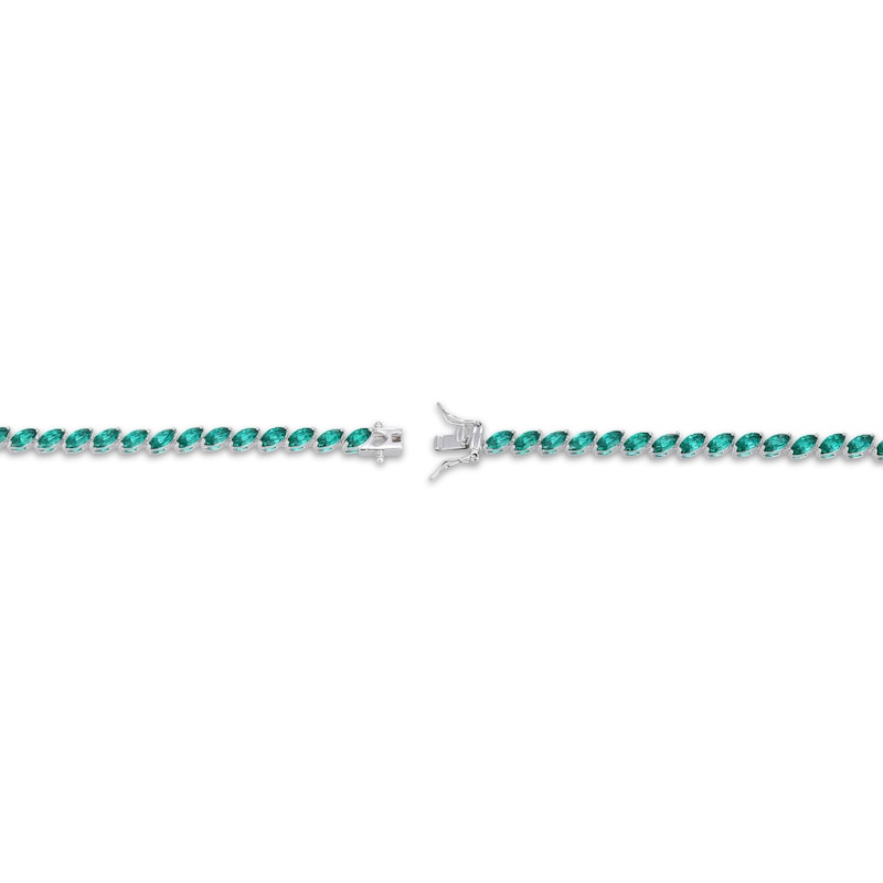 Main Image 3 of STUDIO BY KAY Marquise-Cut Lab-Created Emerald Tilted Line Bracelet Sterling Silver 7.25"