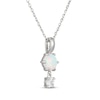 Thumbnail Image 2 of Lab-Created Opal & White Lab-Created Sapphire Drop Necklace Sterling Silver 18"