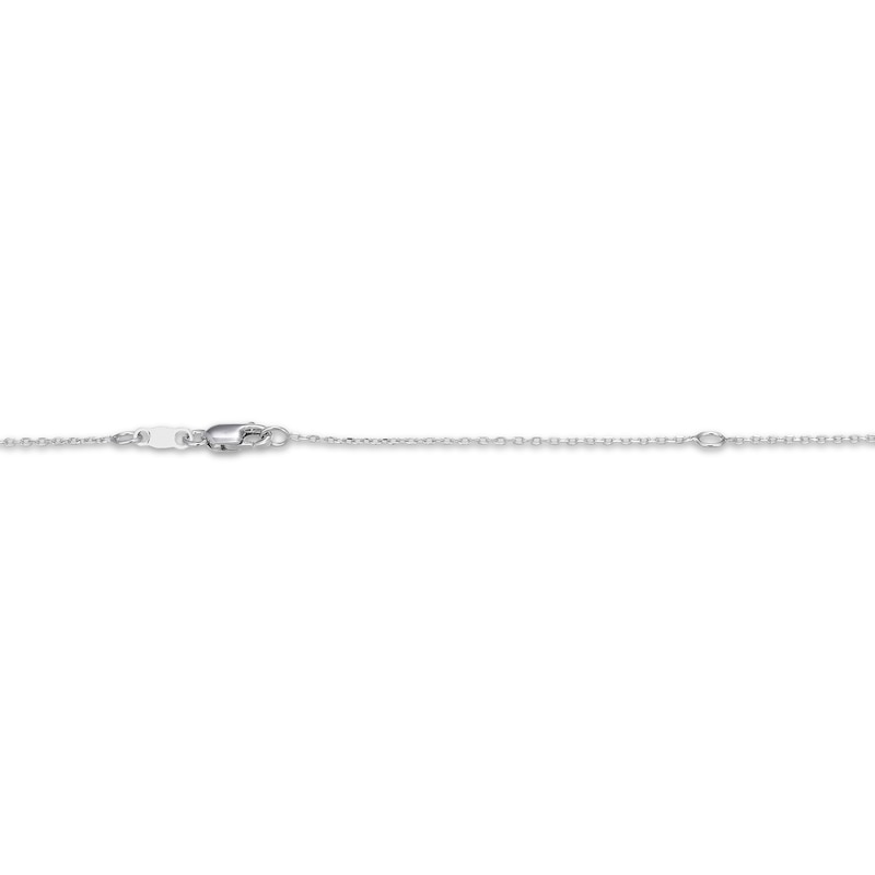 Main Image 4 of Lab-Created Opal & White Lab-Created Sapphire Drop Necklace Sterling Silver 18"