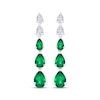Thumbnail Image 2 of Pear-Shaped Lab-Created Emerald & White Lab-Created Sapphire Drop Earrings Sterling Silver