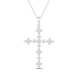 KAY Lab-Grown Diamonds Cross Necklace 1 ct tw Sterling Silver 18"