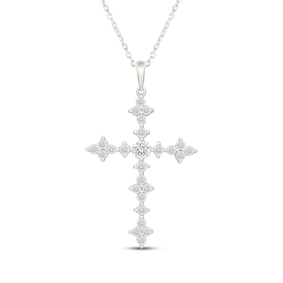 KAY Lab-Grown Diamonds Cross Necklace 1 ct tw Sterling Silver 18"