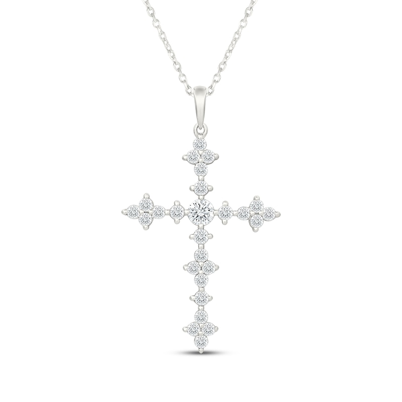 Main Image 1 of KAY Lab-Grown Diamonds Cross Necklace 1 ct tw Sterling Silver 18"