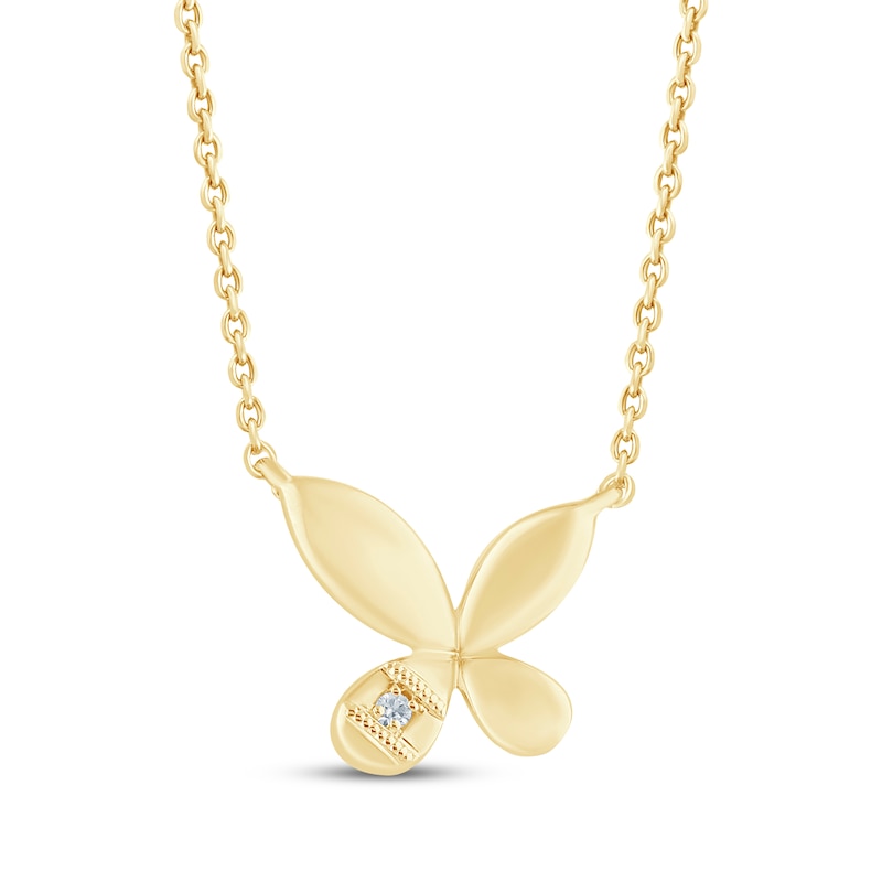 Main Image 1 of Monique Lhuillier Bliss Lab-Grown Diamond Accent Butterfly Necklace 24K Yellow Gold Vermeil Sterling Silver 18"