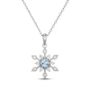 Thumbnail Image 1 of Swiss Blue Topaz & White Lab-Created Sapphire Snowflake Necklace Sterling Silver 18"