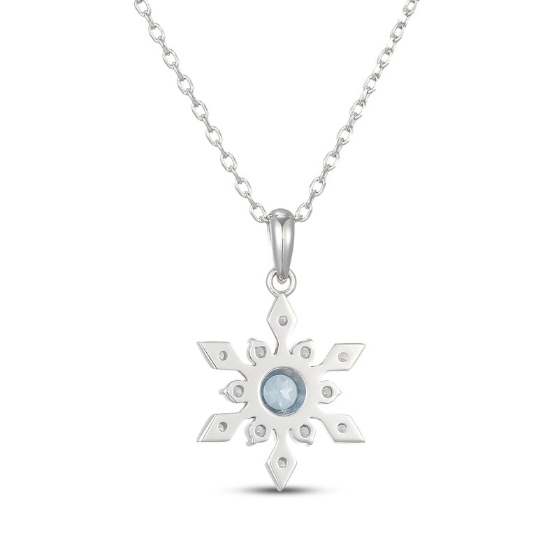 Main Image 3 of Swiss Blue Topaz & White Lab-Created Sapphire Snowflake Necklace Sterling Silver 18"