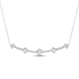 Milestones Lab-Grown Diamond Station Smile Necklace 2 ct tw 10K White Gold 18"