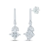Thumbnail Image 1 of Monique Lhuillier Bliss Princess-Cut Lab-Grown Diamond Drop Earrings 1-1/5 ct tw Platinum-Plated Sterling Silver