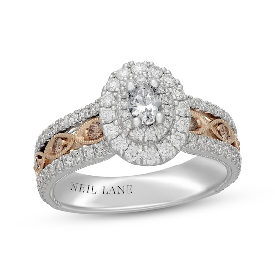 Neil Lane Desert Diamonds Oval-Cut Double Halo Engagement Ring 1 ct tw 14K Two-Tone Gold