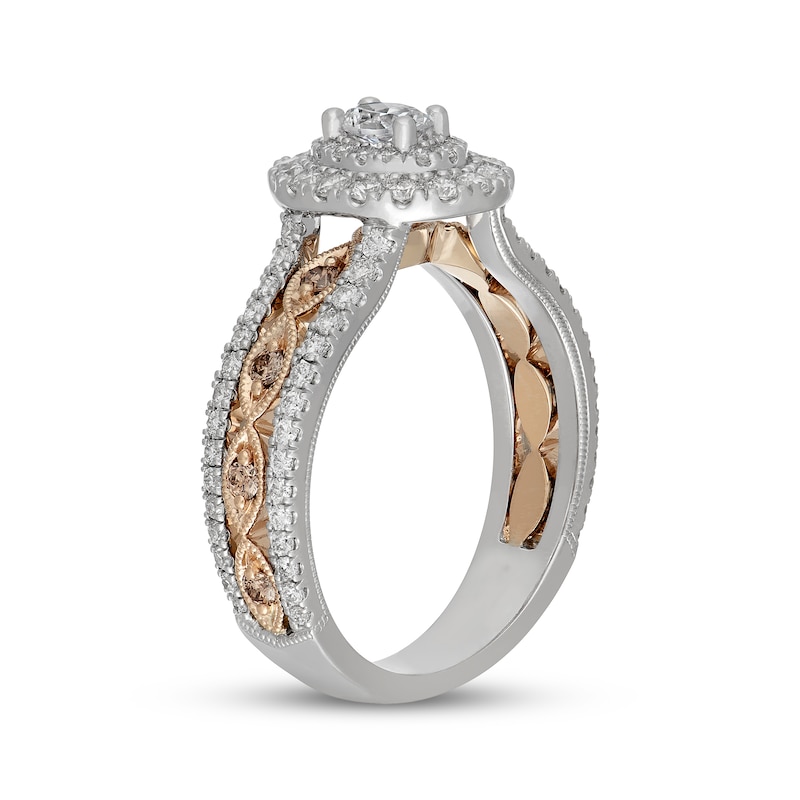 Main Image 2 of Neil Lane Desert Diamonds Oval-Cut Double Halo Engagement Ring 1 ct tw 14K Two-Tone Gold