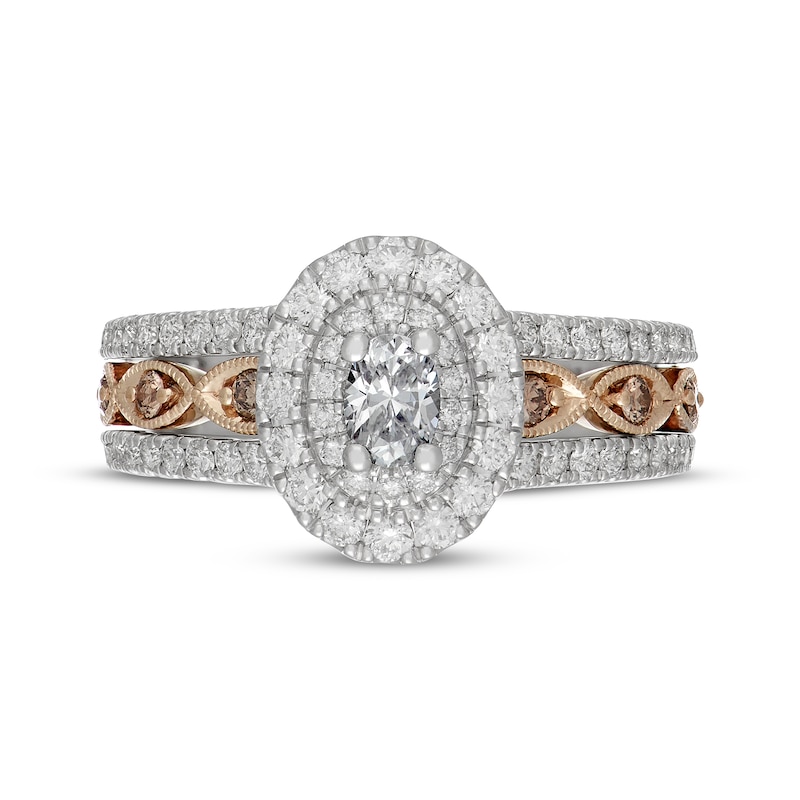 Main Image 3 of Neil Lane Desert Diamonds Oval-Cut Double Halo Engagement Ring 1 ct tw 14K Two-Tone Gold