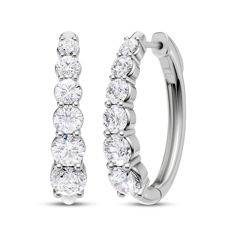 Main Image 1 of KAY Lab-Grown Diamonds Graduated Hoop Earrings 4 ct tw 10K White Gold