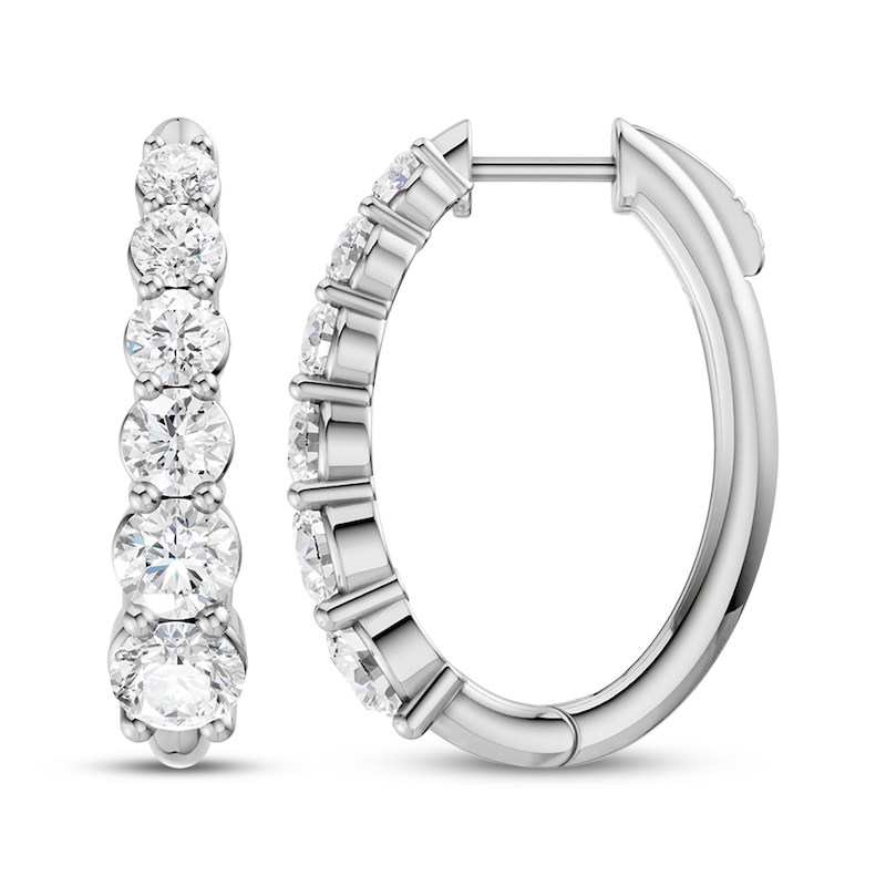 Main Image 3 of KAY Lab-Grown Diamonds Graduated Hoop Earrings 4 ct tw 10K White Gold