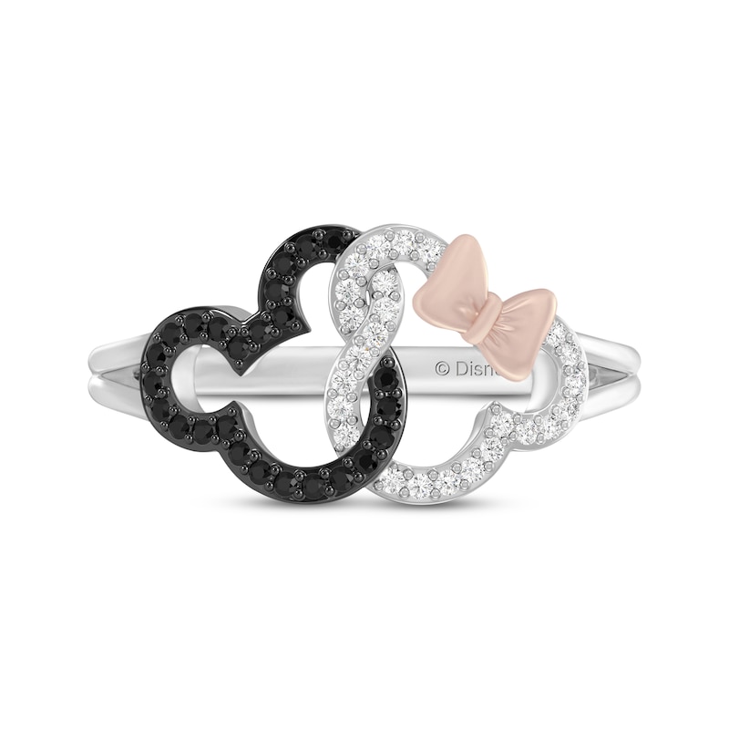 Main Image 4 of Disney Treasures Mickey & Minnie Mouse Diamond Ring 1/4 ct tw Sterling Silver & 10K Rose Gold