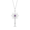 Thumbnail Image 1 of Wicked Glinda Wand Amethyst & Lab-Grown Diamond Necklace 1/10 ct tw Sterling Silver 18"