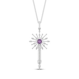 Wicked Glinda Wand Amethyst & Lab-Grown Diamond Necklace 1/10 ct tw Sterling Silver 18"