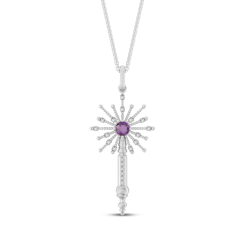 Main Image 1 of Wicked Glinda Wand Amethyst & Lab-Grown Diamond Necklace 1/10 ct tw Sterling Silver 18"
