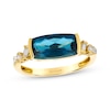 Thumbnail Image 1 of Le Vian Cushion-Cut Blue Topaz Ring 1/8 ct tw Diamonds 14K Honey Gold