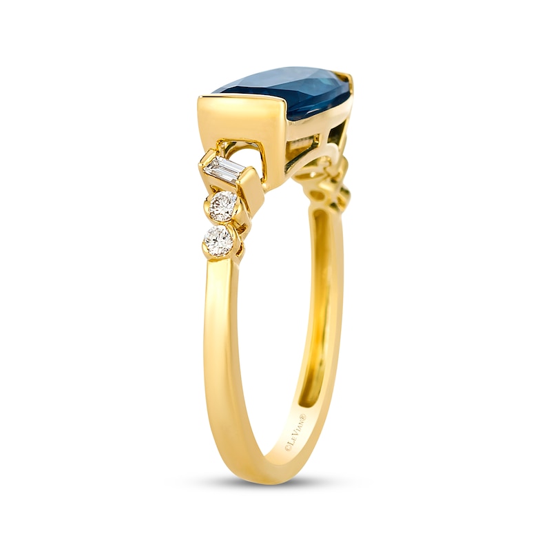 Main Image 2 of Le Vian Cushion-Cut Blue Topaz Ring 1/8 ct tw Diamonds 14K Honey Gold