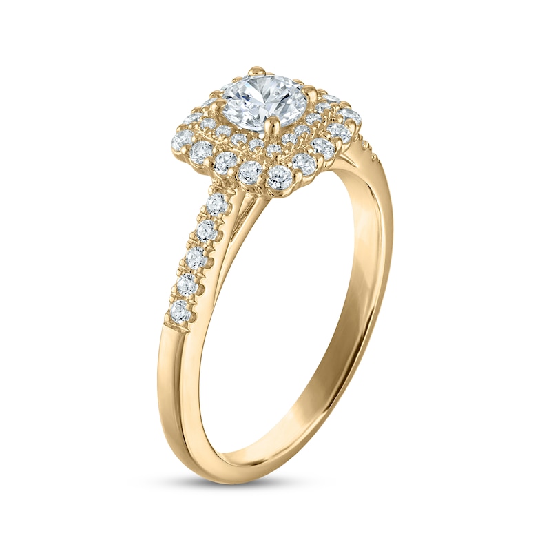 Main Image 2 of KAY Signature Collection Diamond Round-Cut Double Halo Engagement Ring 3/4 ct tw 14K Yellow Gold