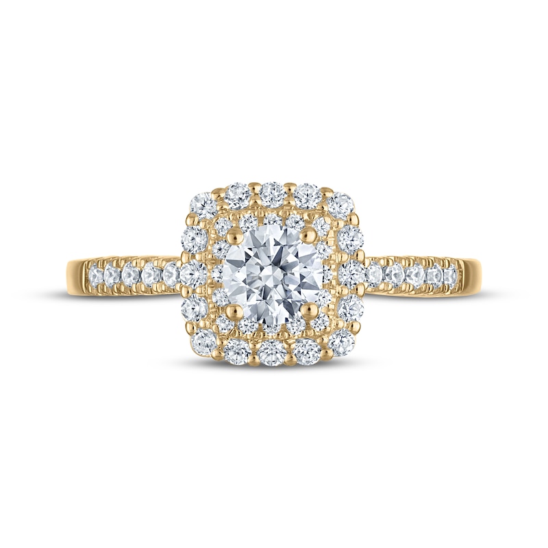 Main Image 3 of KAY Signature Collection Diamond Round-Cut Double Halo Engagement Ring 3/4 ct tw 14K Yellow Gold