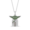 Thumbnail Image 1 of Star Wars Yoda Chrome Diopside, Brown & White Diamond Necklace 1/10 ct tw Sterling Silver 18"
