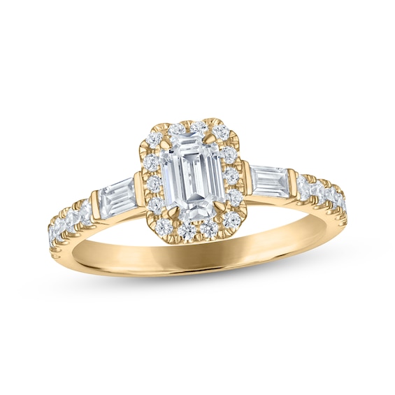 KAY Signature Collection Emerald-Cut Diamond Halo Engagement Ring 1 ct tw 14K Yellow Gold