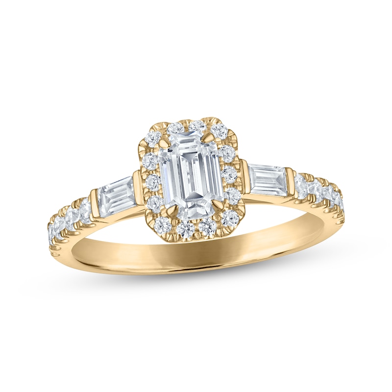 Main Image 1 of KAY Signature Collection Emerald-Cut Diamond Halo Engagement Ring 1 ct tw 14K Yellow Gold