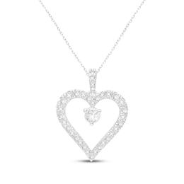 KAY Lab-Grown Diamonds Open Heart Necklace 1 ct tw 10K White Gold 18"