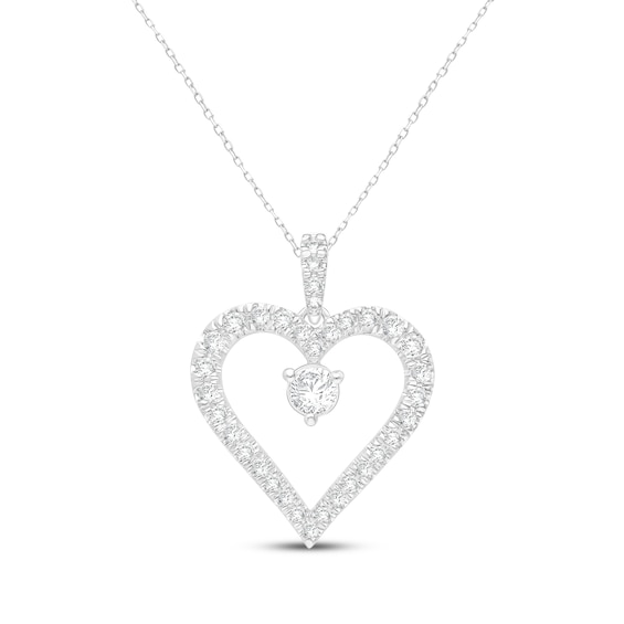 KAY Lab-Grown Diamonds Open Heart Necklace 1 ct tw 10K White Gold 18"