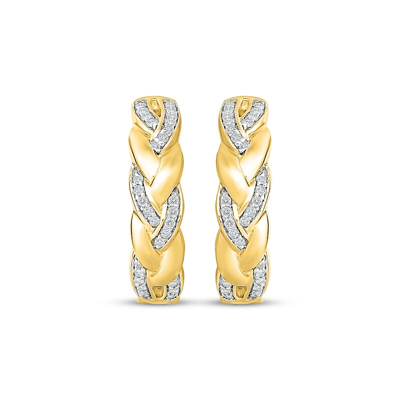 Main Image 2 of Diamond Braided Hoop Earrings 1/6 ct tw 24K Yellow Gold Vermeil Sterling Silver