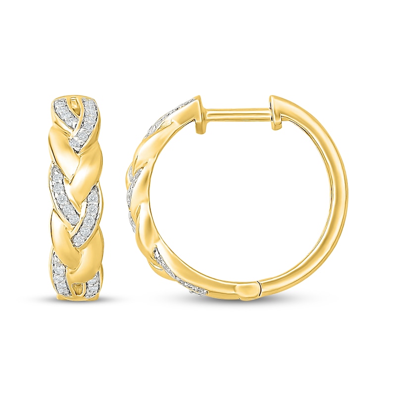 Main Image 3 of Diamond Braided Hoop Earrings 1/6 ct tw 24K Yellow Gold Vermeil Sterling Silver