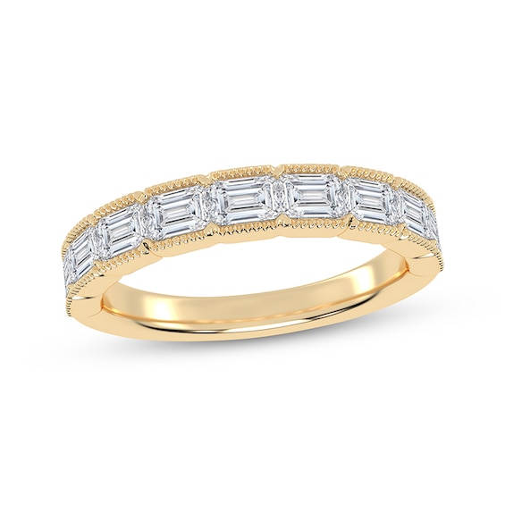 Now + Forever Lab-Grown Diamonds Emerald-Cut Anniversary Ring 1-3/8 ct tw 14K Yellow Gold