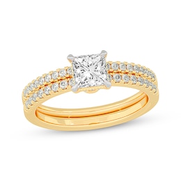 Now + Forever Lab-Grown Diamonds Princess-Cut Bridal Set 1-3/8 ct tw 14K Yellow Gold