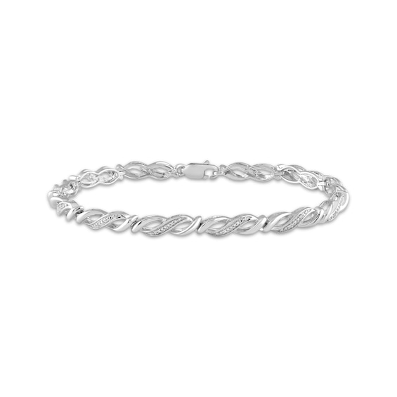 Diamond Accent Infinity Bracelet Sterling Silver 7.5"