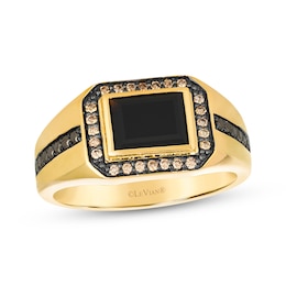 Le Vian Men's Baguette-Cut Black Onyx Ring 1/3 ct tw Diamonds 14K Honey Gold