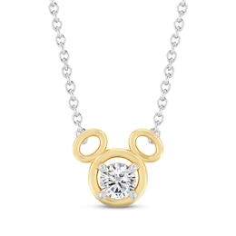 Disney Treasures Mickey Mouse Lab-Grown Diamond Solitaire Necklace 1/4 ct tw Sterling Silver & 24K Yellow Gold Vermeil 15"