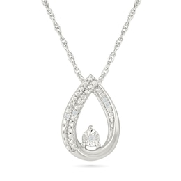 Diamond Accent Double Pear Necklace Sterling Silver