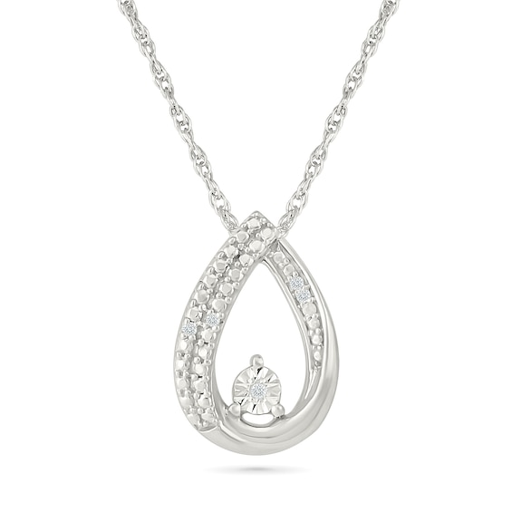 Diamond Accent Double Pear Necklace Sterling Silver
