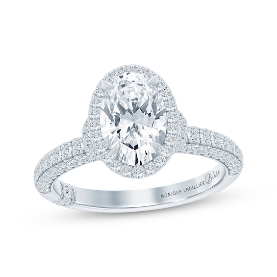 Monique Lhuillier Bliss Oval-Cut Lab-Grown Diamond Engagement Ring 2-1/2 ct tw 18K White Gold