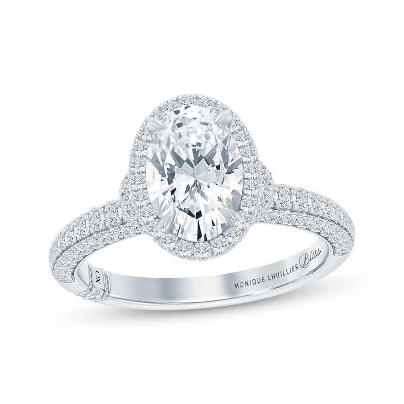 Main Image 1 of Monique Lhuillier Bliss Oval-Cut Lab-Grown Diamond Engagement Ring 2-1/2 ct tw 18K White Gold